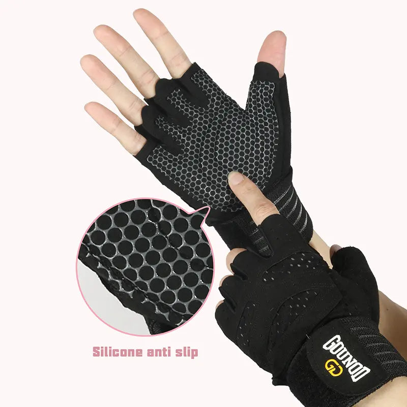 Gym Gloves,Fitness Sports Gloves with Half-Finger Design, Thickened Anti-Slip Palm Pads, Shock-Absorbing Palm Protection, Suitable for Strength Training, Yoga, Home Workouts, Breathable Outdoor Cycling Gloves, Unisex