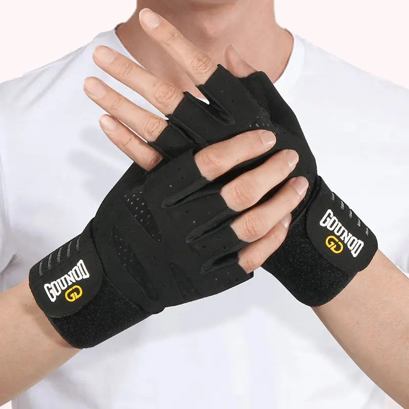 Gym Gloves,Fitness Sports Gloves with Half-Finger Design, Thickened Anti-Slip Palm Pads, Shock-Absorbing Palm Protection, Suitable for Strength Training, Yoga, Home Workouts, Breathable Outdoor Cycling Gloves, Unisex